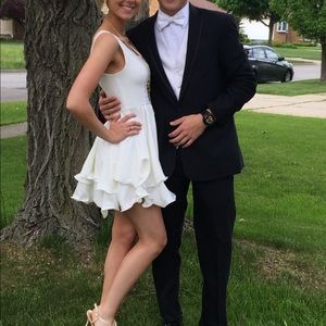 White Ruffled Mini Dress